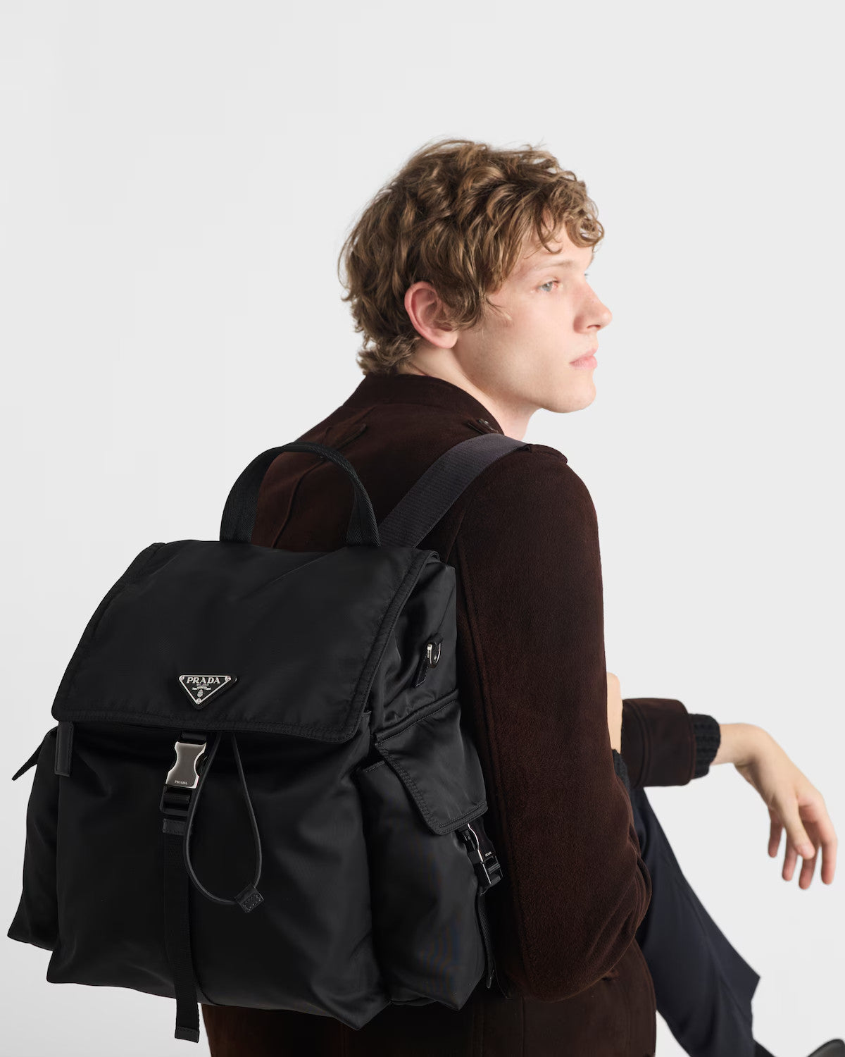 Prada Explore Re-nylon And Leather Backpack For Men - Black Fashionable Backpack. Casual Multi-pocket Bag 2vz118_2dw3_f0002_v_ooo #82291A