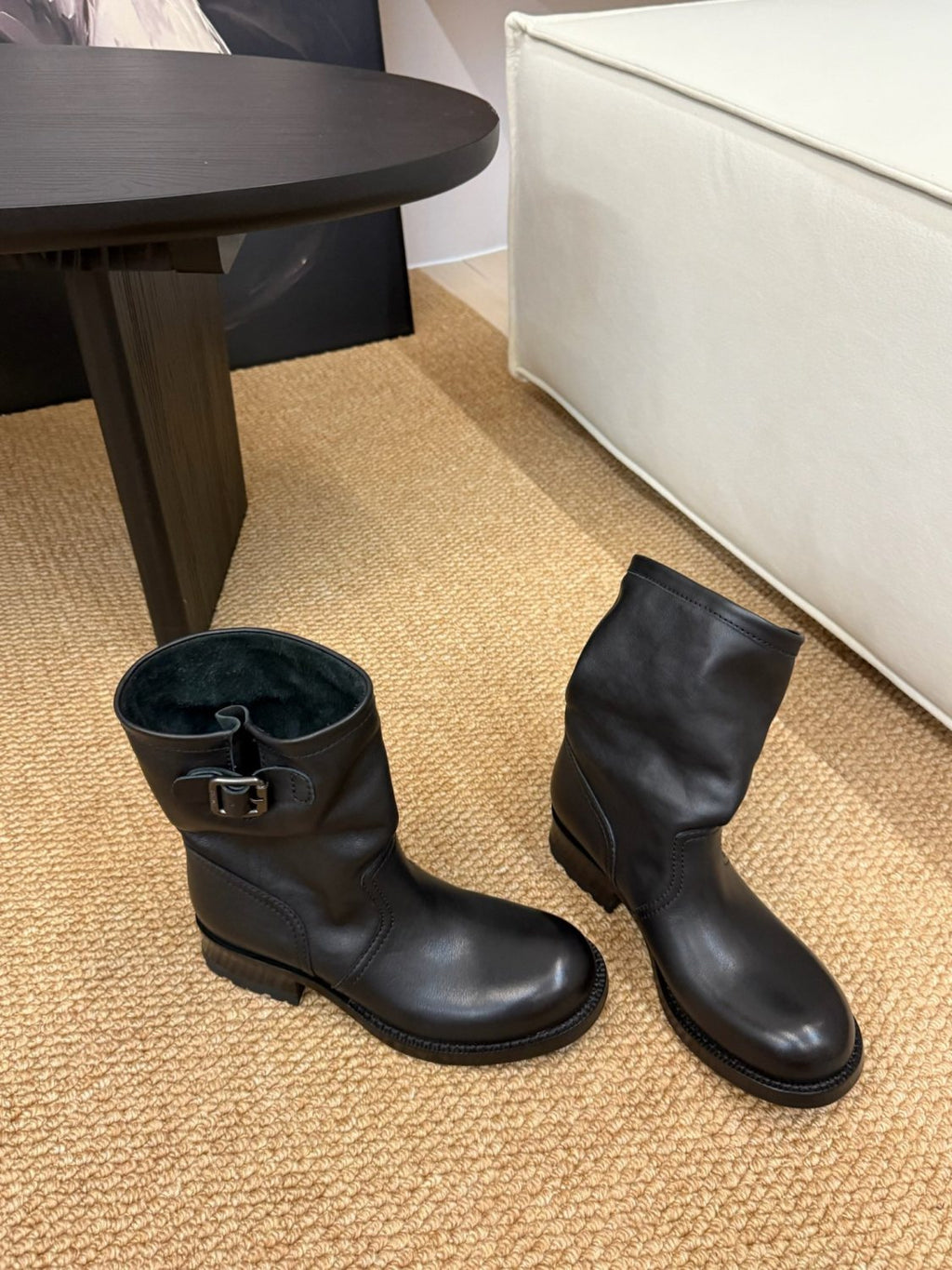 Prada Women's Fall And Winter Western Super Cool Independent Style Calf Boots Leather Buckle Fashion Trend Casual Mid-calf Knight Boots Shoes Ngvp #2258