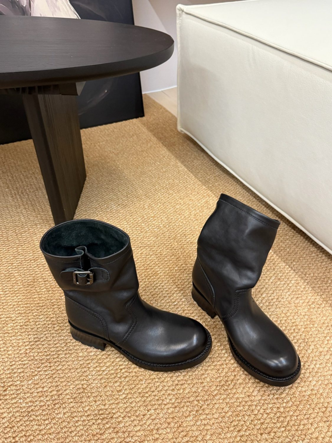 Prada Women's Fall And Winter Western Super Cool Independent Style Calf Boots Leather Buckle Fashion Trend Casual Mid-calf Knight Boots Shoes Ngvp #2258
