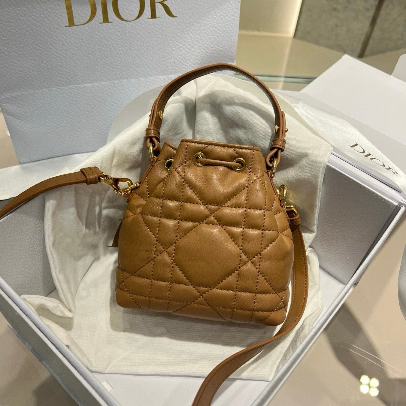Dior Caro Women's Fashion Classic Solid Color Lambskin Cd Logo Mini Bucket Bag Shoulder Bag Crossbody Bag Bags S5250UNOZ_M030 #78351