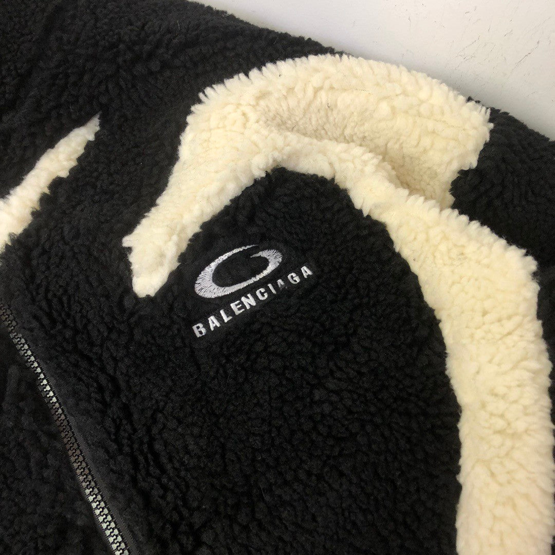 Balenciaga Men's 25FW LOOP SPORTS ICON Lambswool Zipper Jacket INFORMATION Diagonal Pockets Double-ended Zipper Closure Loop Artwork Inlay #332256