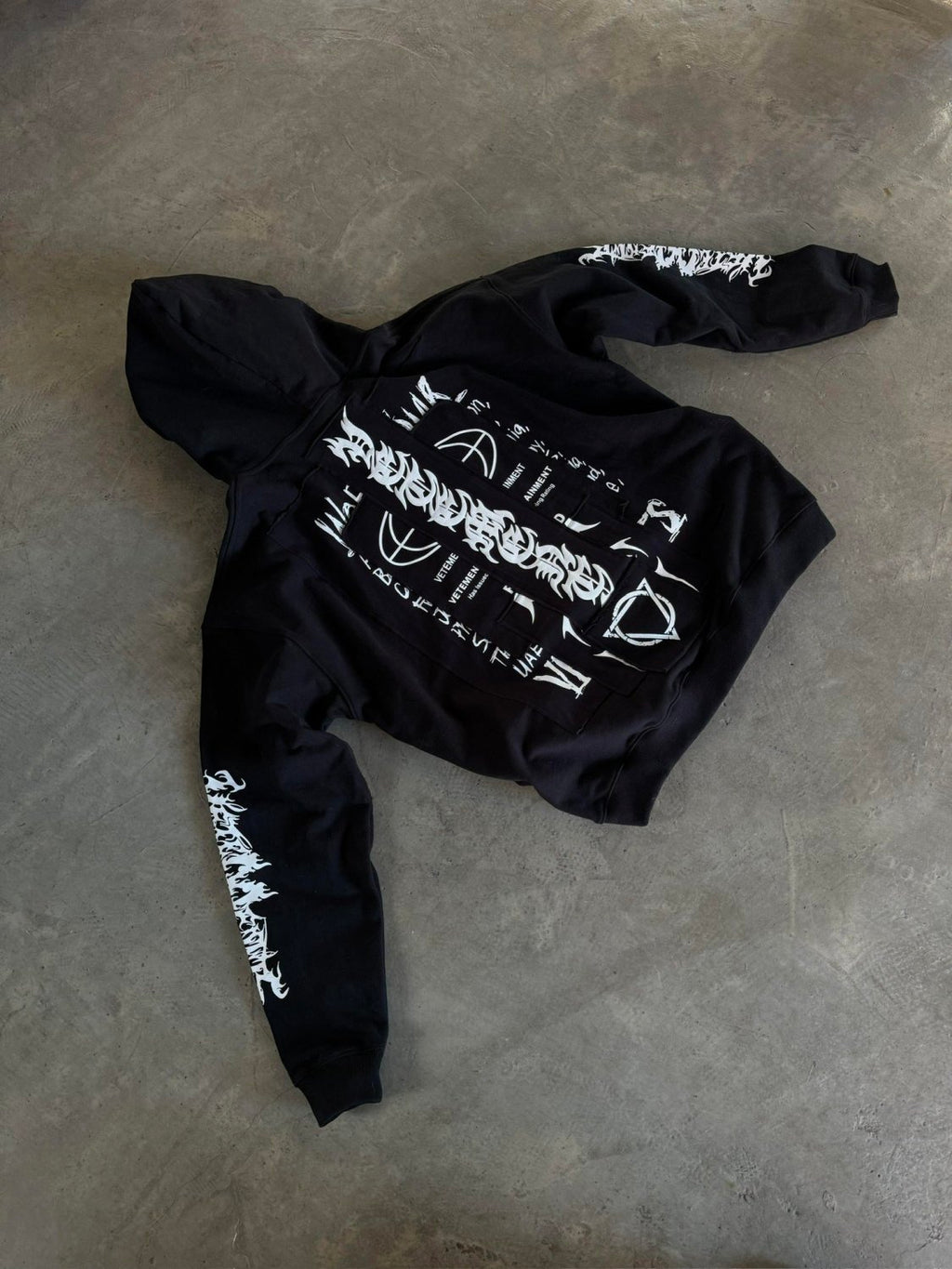 Vetements Men's Fashion Letter Graffiti Pentagram Embroidery Loose Black Zipper Long Sleeve Hoodie #74542
