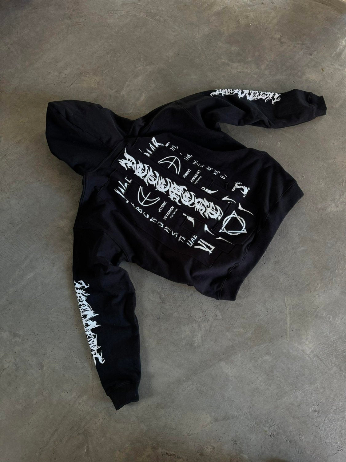 Vetements Men's Fashion Letter Graffiti Pentagram Embroidery Loose Black Zipper Long Sleeve Hoodie #74542
