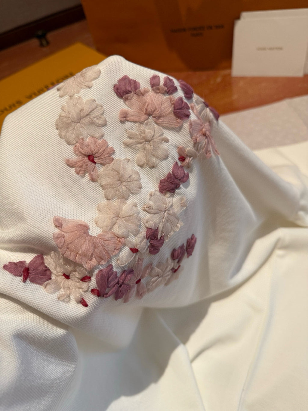 Louis Vuitton x Men's Floral Embroidered Round Neck Cotton Solid Color Summer Straight Short Sleeve T-Shirt #81353