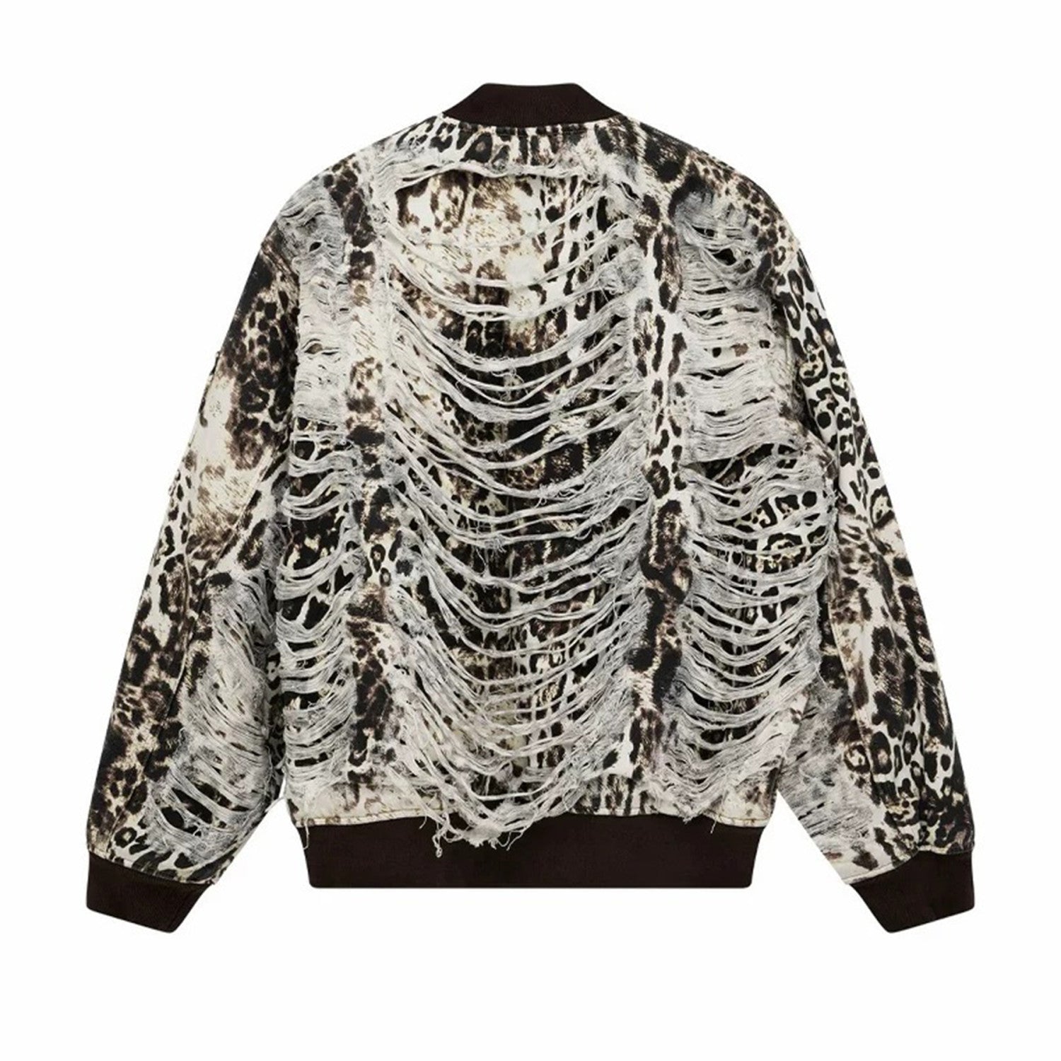 Mowalola X Ksubi Limited Edition Leopard Print Distressed Bomber Jacket Denim Cotton Jacket Fashionable High Street Cool Zipper Jacket Ngvp #2252