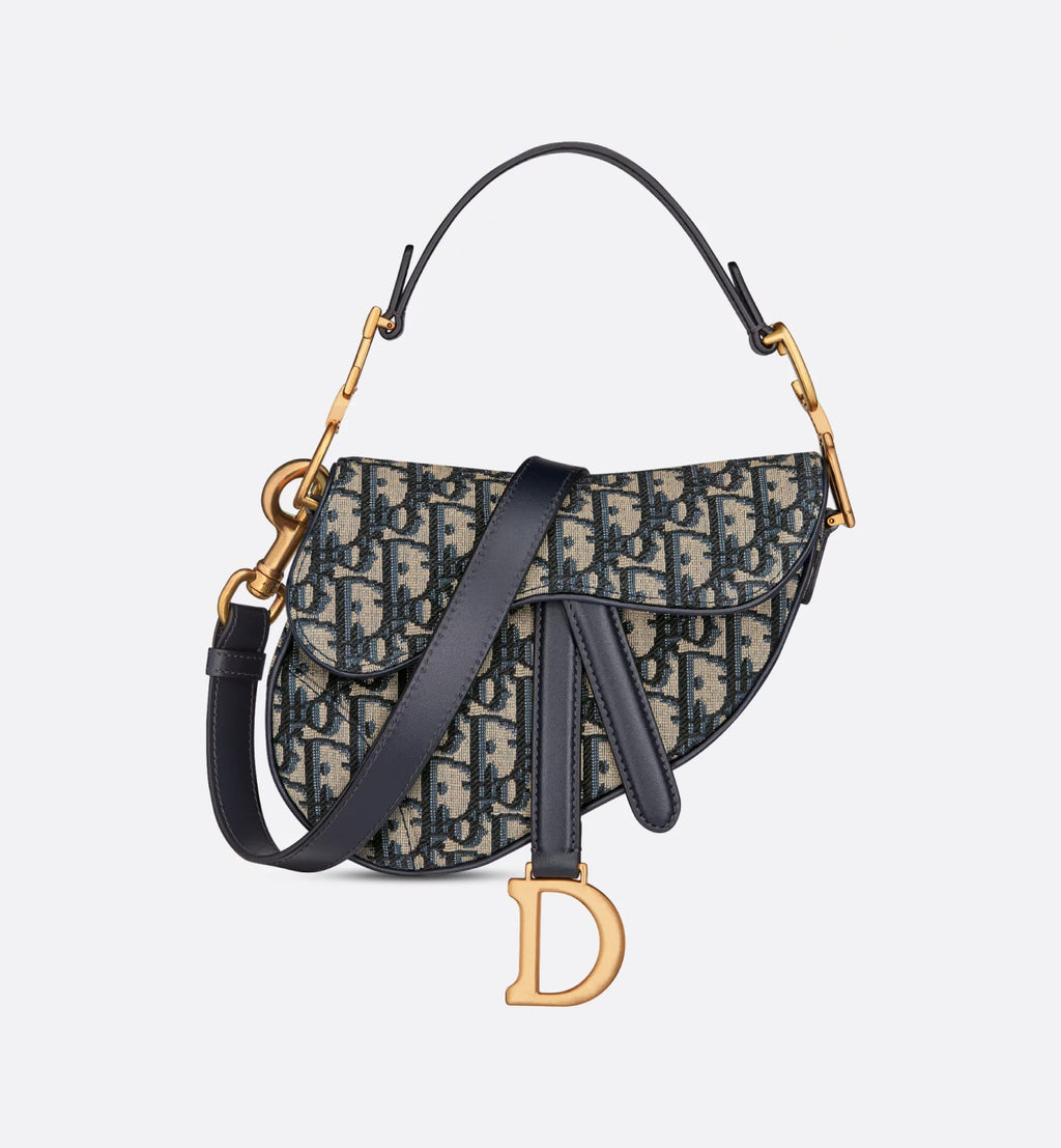 Dior Mini & Medium Saddle Bag With Shoulder Strap Blue Oblique Printed Fashion Exquisite Temperament Clutch Bag Crossbody Bag Bags M0455CBAA_M900 #81649