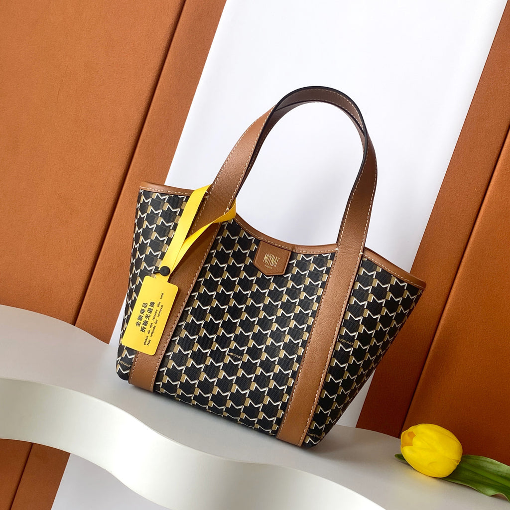 Moynat Duo Tote BB Women's Classic Two-Tone Leather Clutch Tote Handbag Bag  Bags  #78913