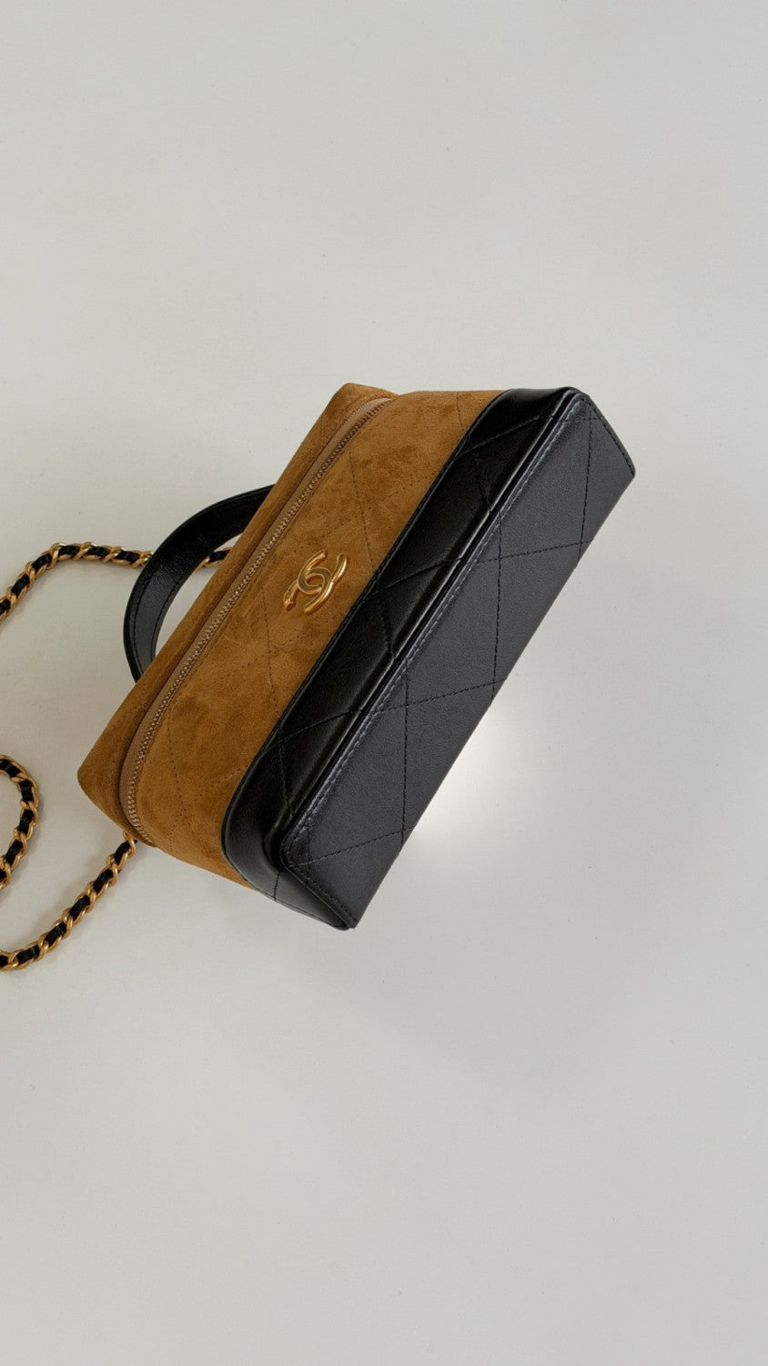 Chanel Suede Calfskin Colorblock Bag #377243