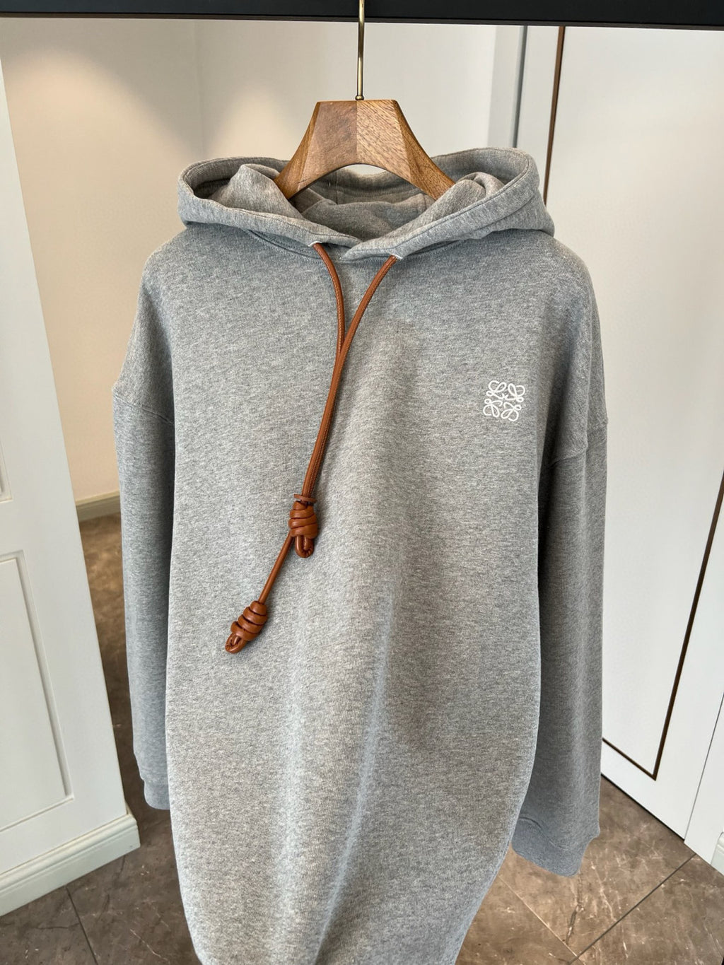 Loewe Men's Logo Embroidery Spring And Autumn Cotton Loose Solid Color Long Sleeve Pullover Hooded Drawstring Sweatshirt #75195