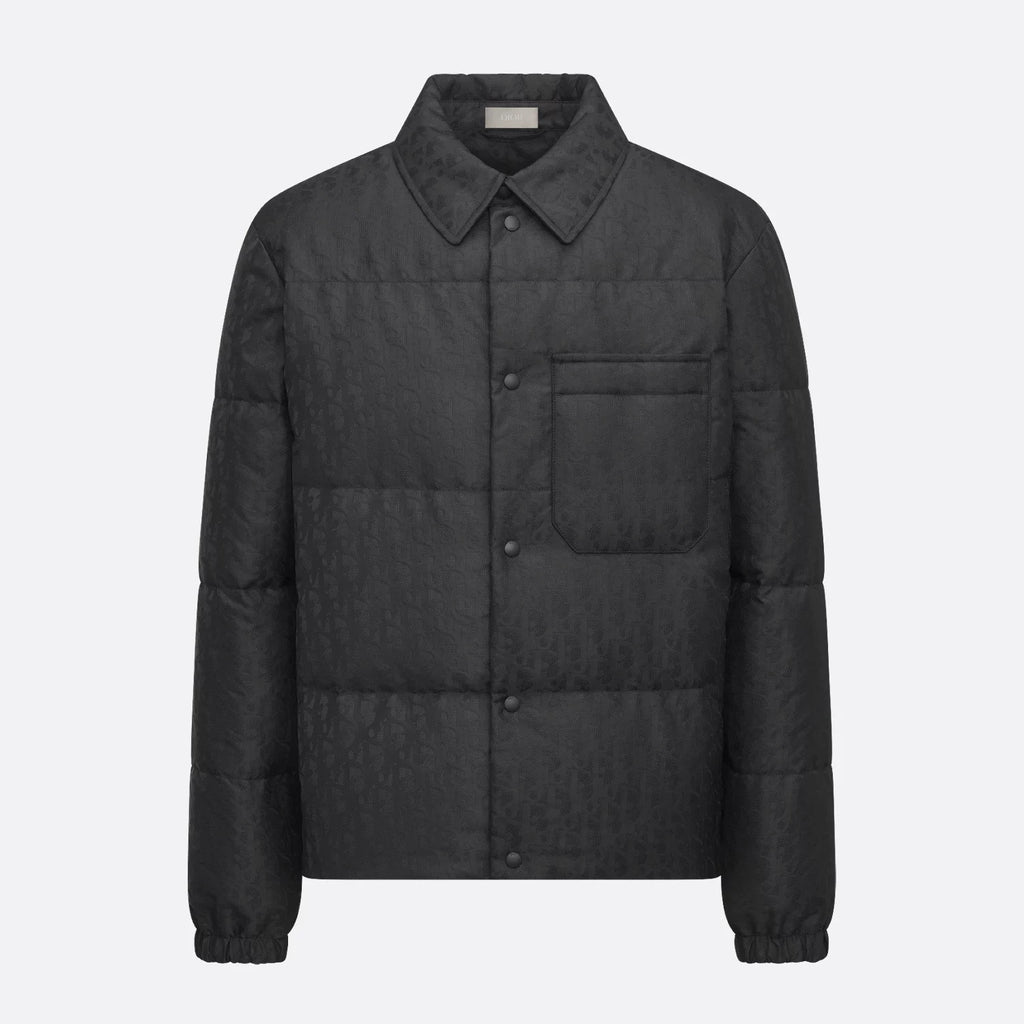 Dior Men's Fall And Winter Black Dark Logo Print Lapel Single Breasted Long Sleeved Puffer Down Jacket #74317