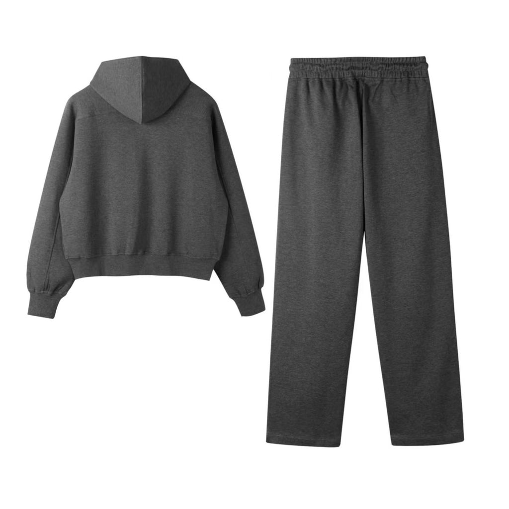 Brunello Cucinelli Men's And Women's Spring/fall Fashion Casual Solid Color Hooded Zipper Jacket With Logo Trim Solid Color Elastic Waist Casual Wide Leg Pants Pants Suit Set #79265