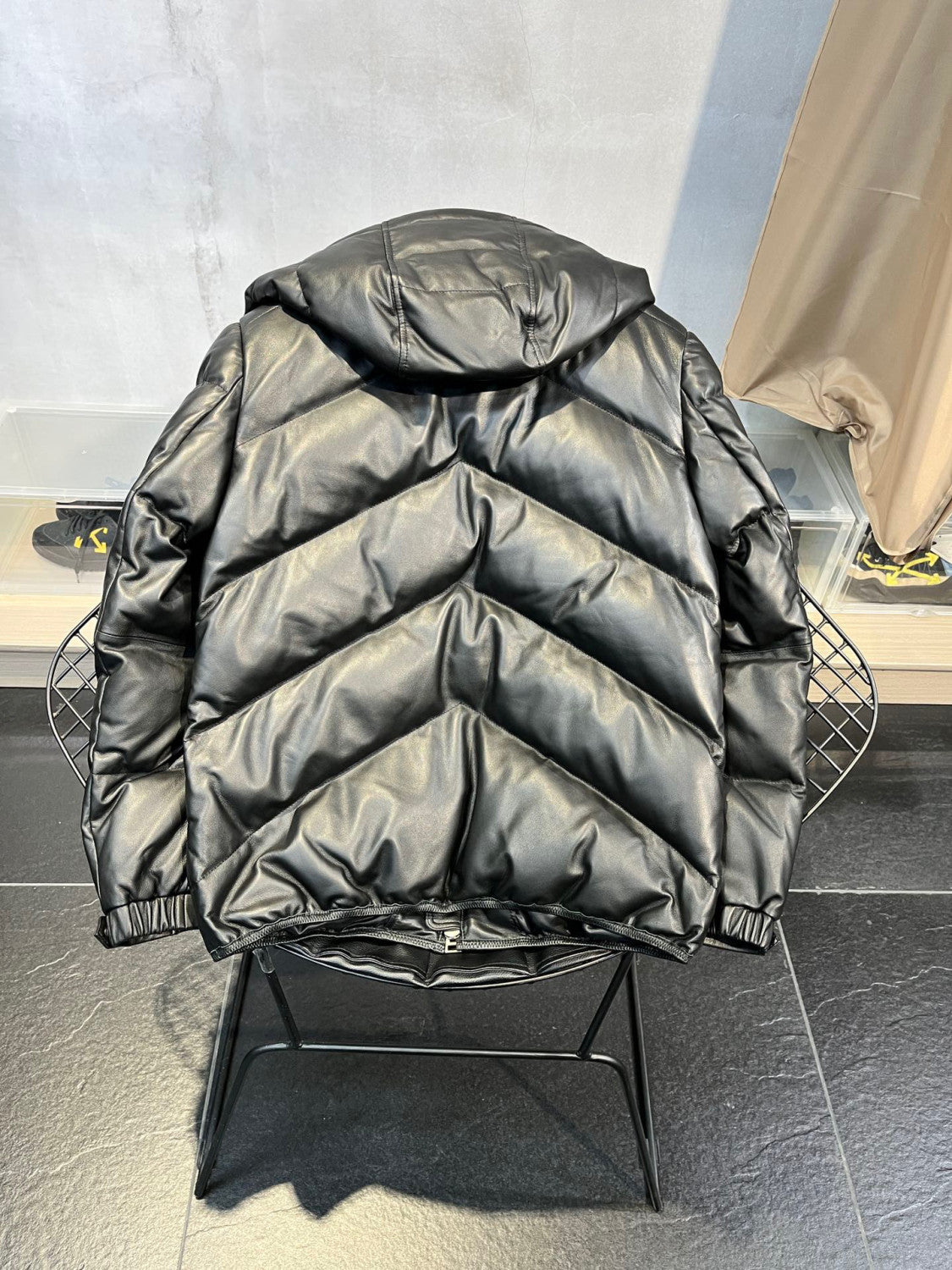 Tom Ford Black Leather Puffer Down Jacket Ngvp #6555