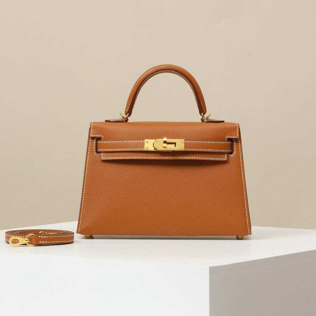 Hermes Women's Fashion Classic Mini Kelly Gold Buckle Cowhide Shoulder Bag Handbag Tote Bag Crossbody Bag Bags H071302CC37 Handcrafted Leather Bag From The Original Factory's Premium Custom Collection #78359