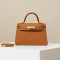 Hermes Women's Fashion Classic Mini Kelly Gold Buckle Cowhide Shoulder Bag Handbag Tote Bag Crossbody Bag Bags H071302CC37 Handcrafted Leather Bag From The Original Factory's Premium Custom Collection #78359