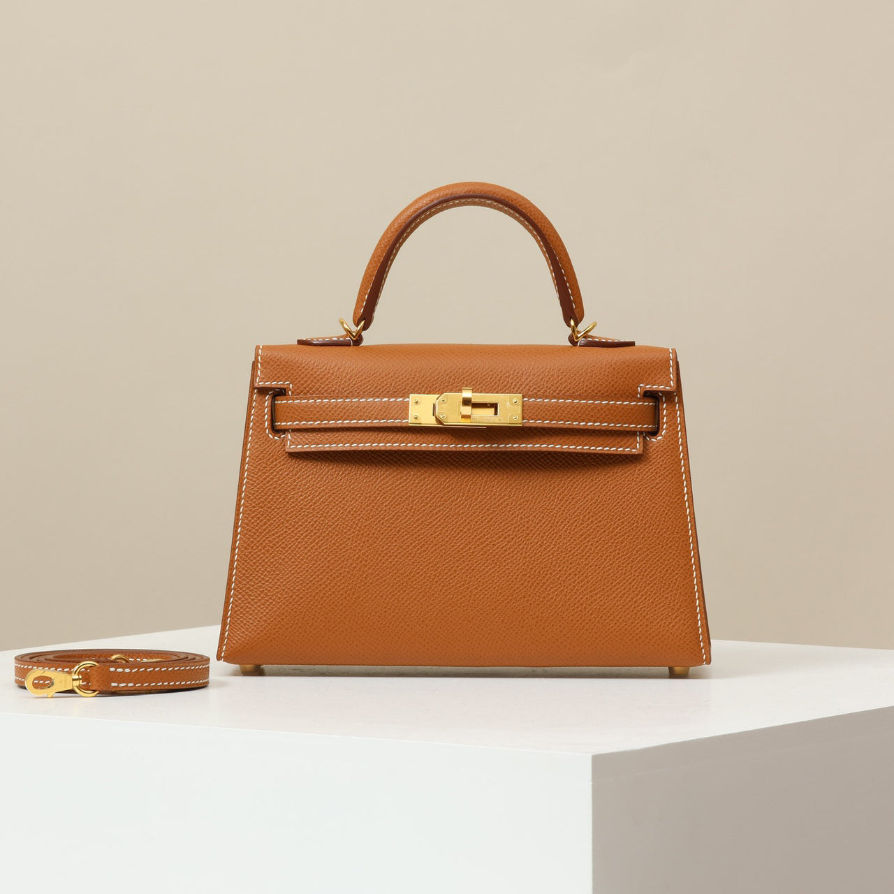 Hermes Women's Fashion Classic Mini Kelly Gold Buckle Cowhide Shoulder Bag Handbag Tote Bag Crossbody Bag Bags H071302CC37 Handcrafted Leather Bag From The Original Factory's Premium Custom Collection #78359