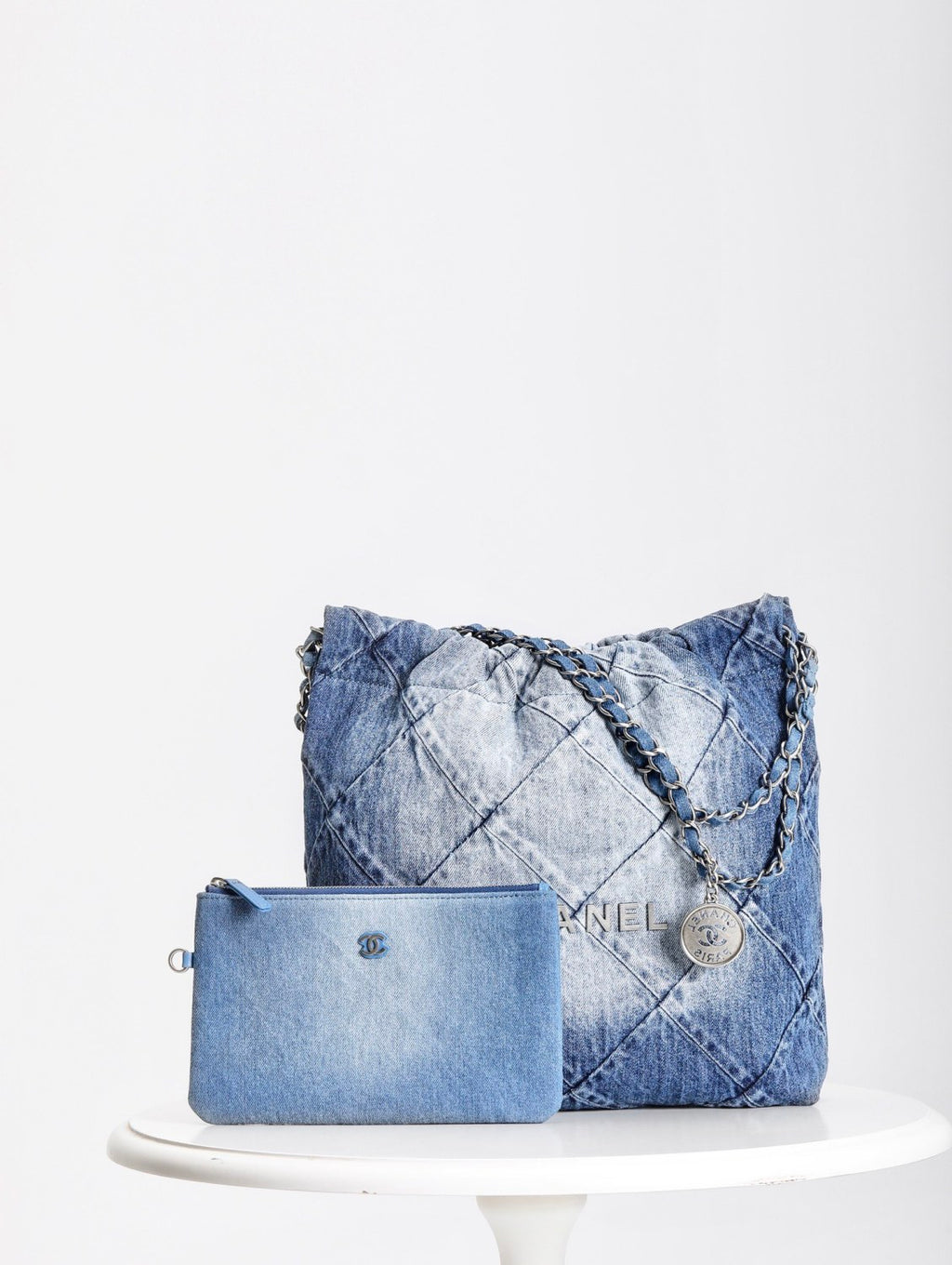 Chanel Women's Solid Colour Chain Shoulder Strap Denim Shoulder Tote Shopper Bags Bag #76858