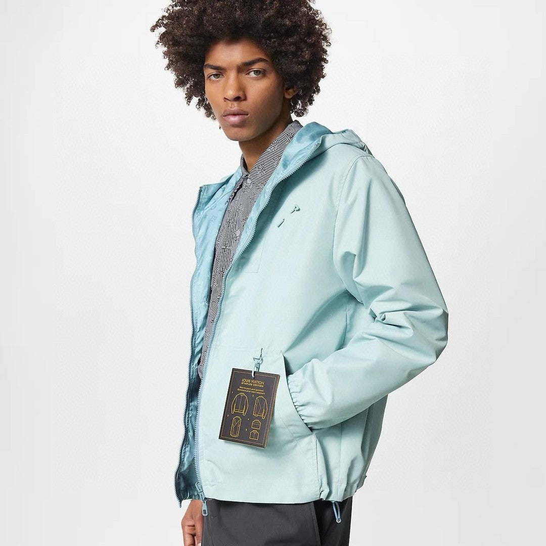 Louis Vuitton Monogram Reversible Nylon Windbreaker Men's Spring and Autumn Solid Color Logo Full Print Reversible Long Sleeve Zipper Jacket #74568