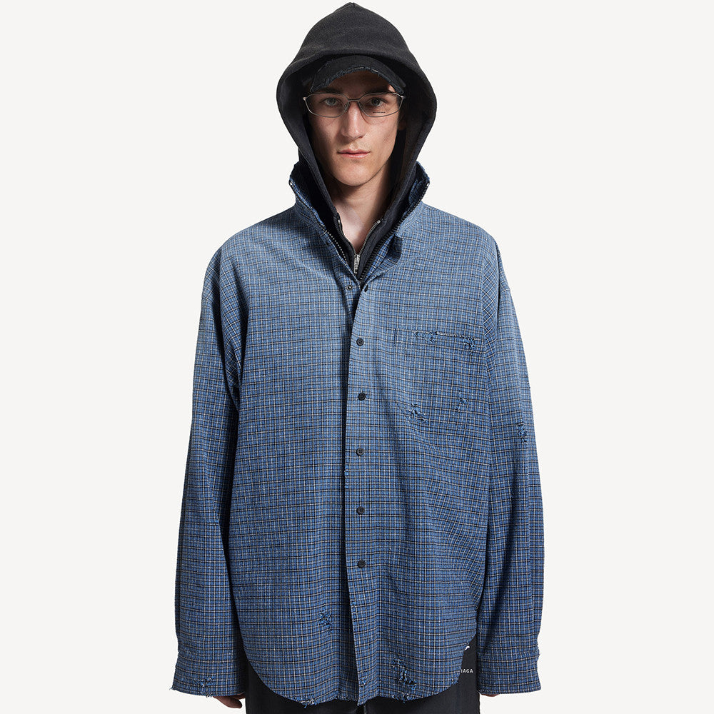 Balenciaga Men's Zip-up Shirt in Blue #375912
