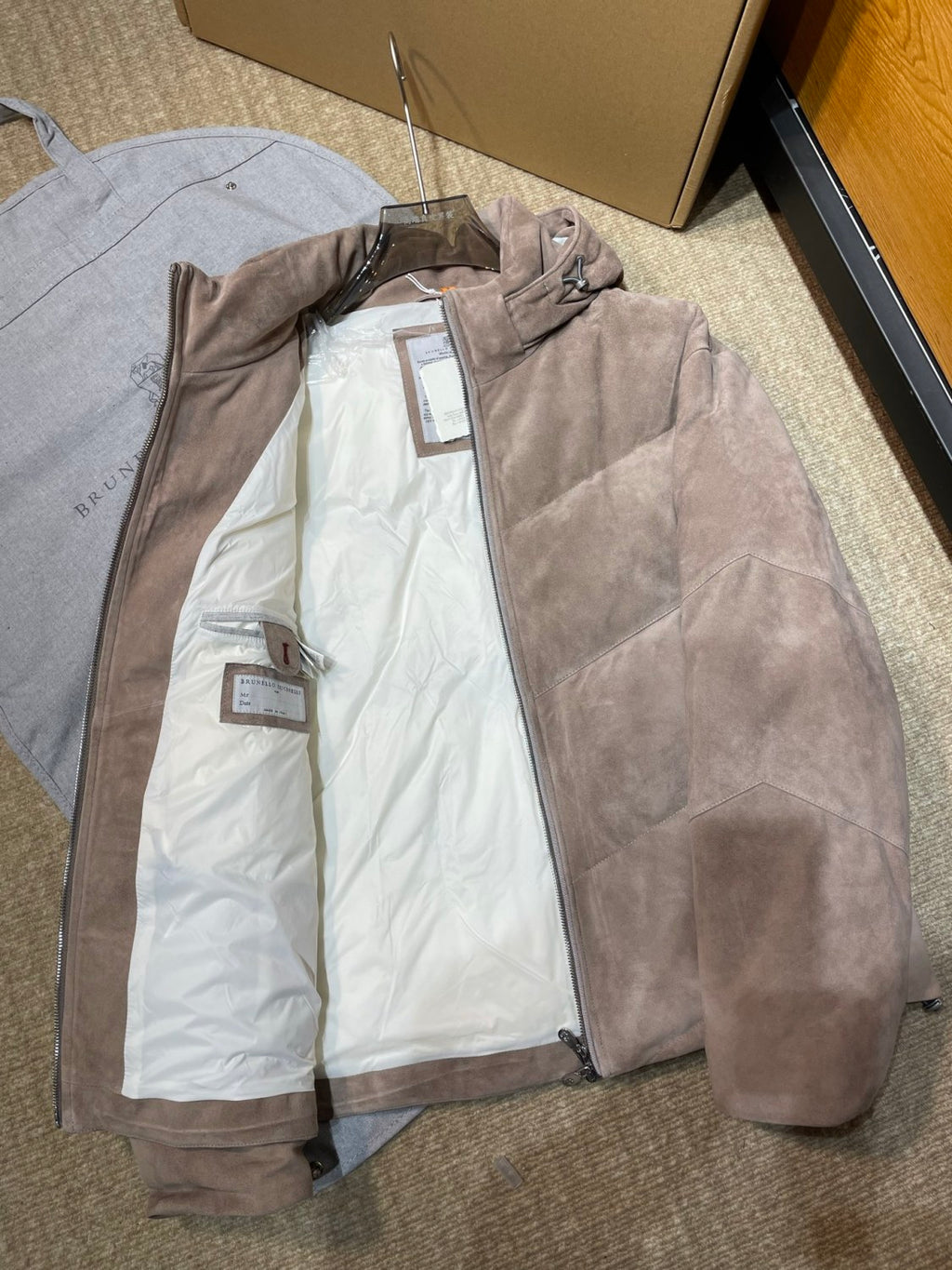 Brunello Cucinelli Quilted suede down jacket #333856