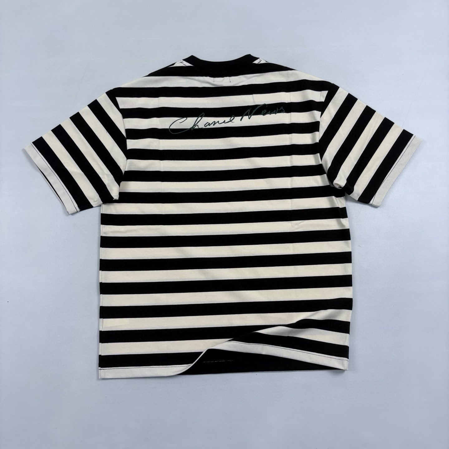 Chanel Men's Summer Striped Logo Solid Color Round Neck Pullover Short Sleeved T-shirt #81554