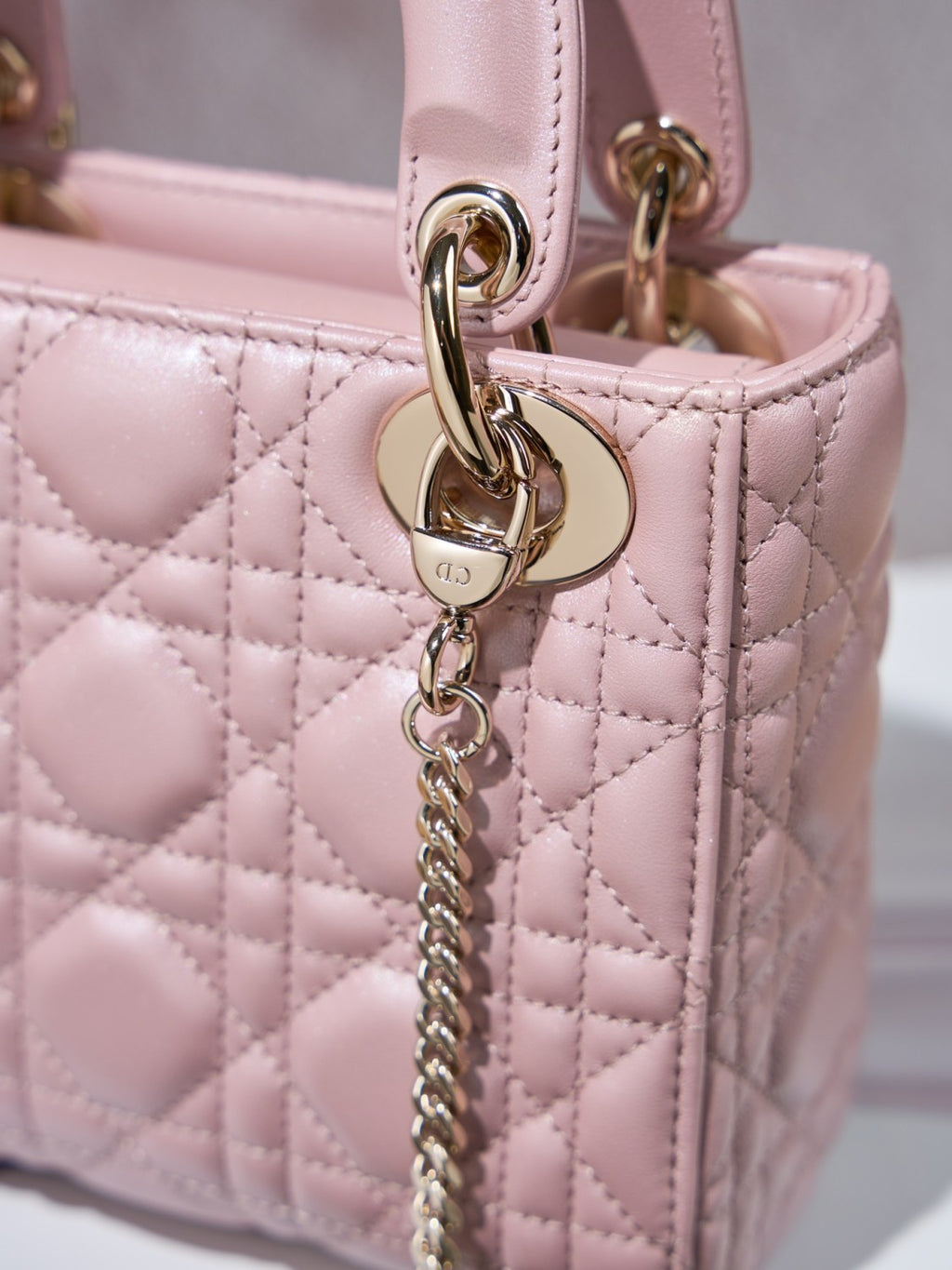 Dior Dior Lady Lambskin Cannage Quilted Metal Pendant Mini Bag #333088