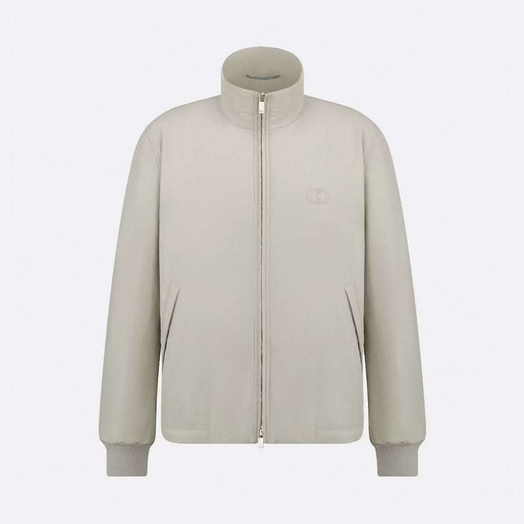 Dior Men's CD Icon Harrington Jacket Spring/Fall Solid Color Stand Collar Zipper-Front Long Sleeve Coat #81575