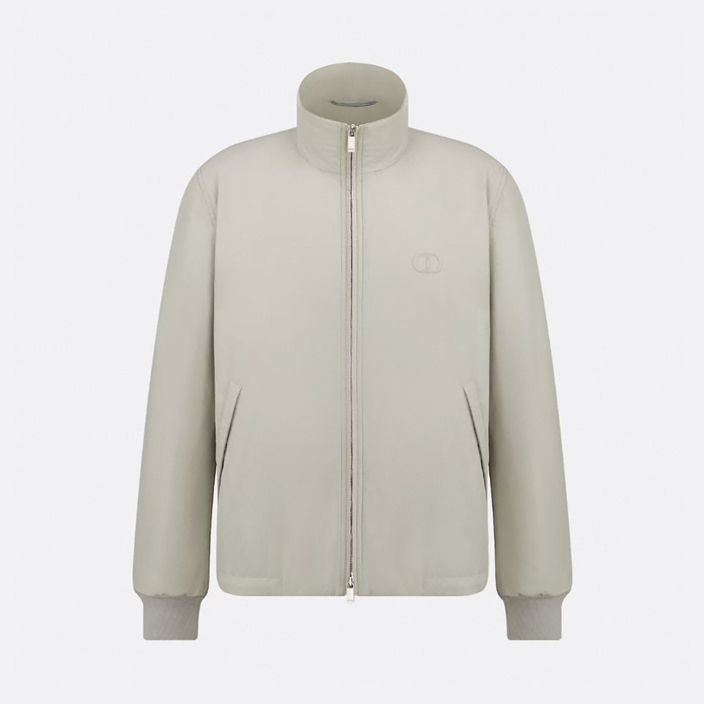 Dior Men's CD Icon Harrington Jacket Spring/Fall Solid Color Stand Collar Zipper-Front Long Sleeve Coat #81575