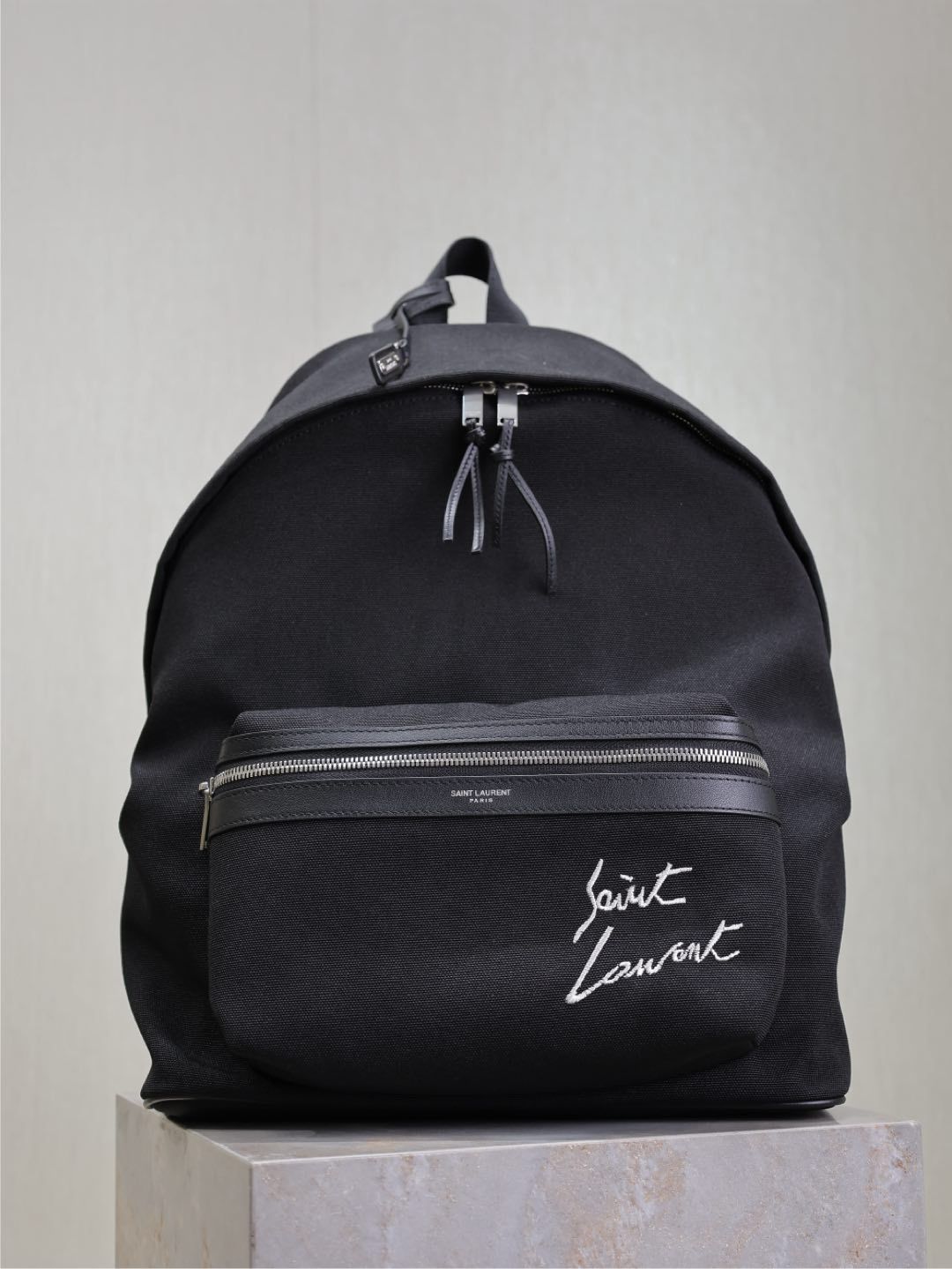 CITY Saint Laurent Embroidered Letter Fabric Leather Panel Backpack Schoolbag Bag Bags #76462