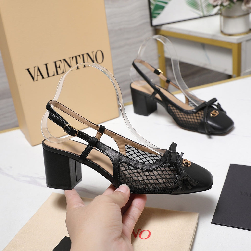 Valentino Valet Du Roi Slingback Pump In Mesh And Kidskin 60mm for Woman #379977