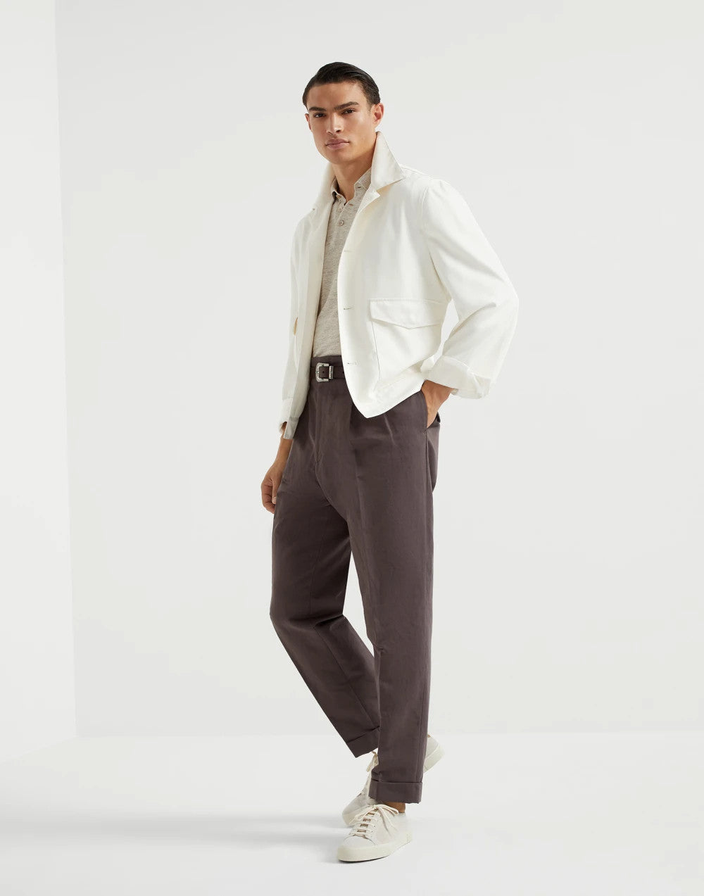 Brunello Cucinelli Men's Spring & Autumn Délavé Silk Twill Solid Color Long Sleeve Shirt Style Outerwear Jacket Ngvp #1813