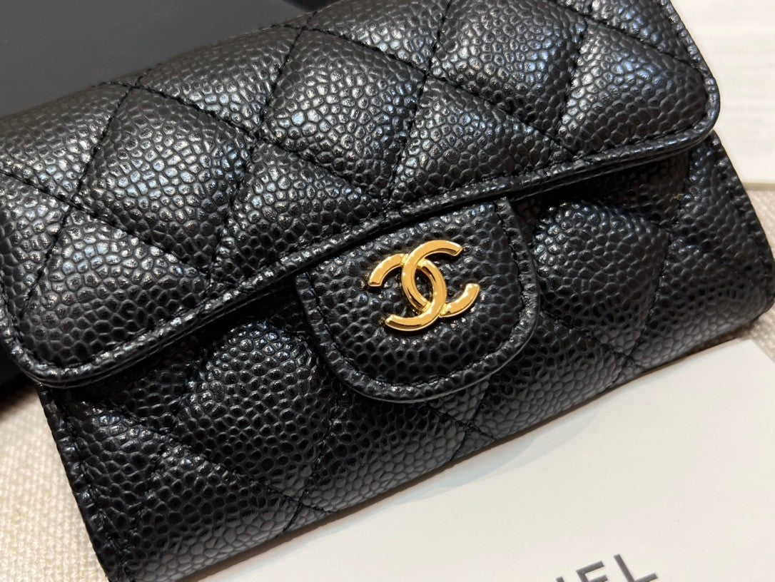 Chanel Women's Fashion Classic Solid-Color Leather Logo Metal Icon Flap Card Holder Bag Bags #79488