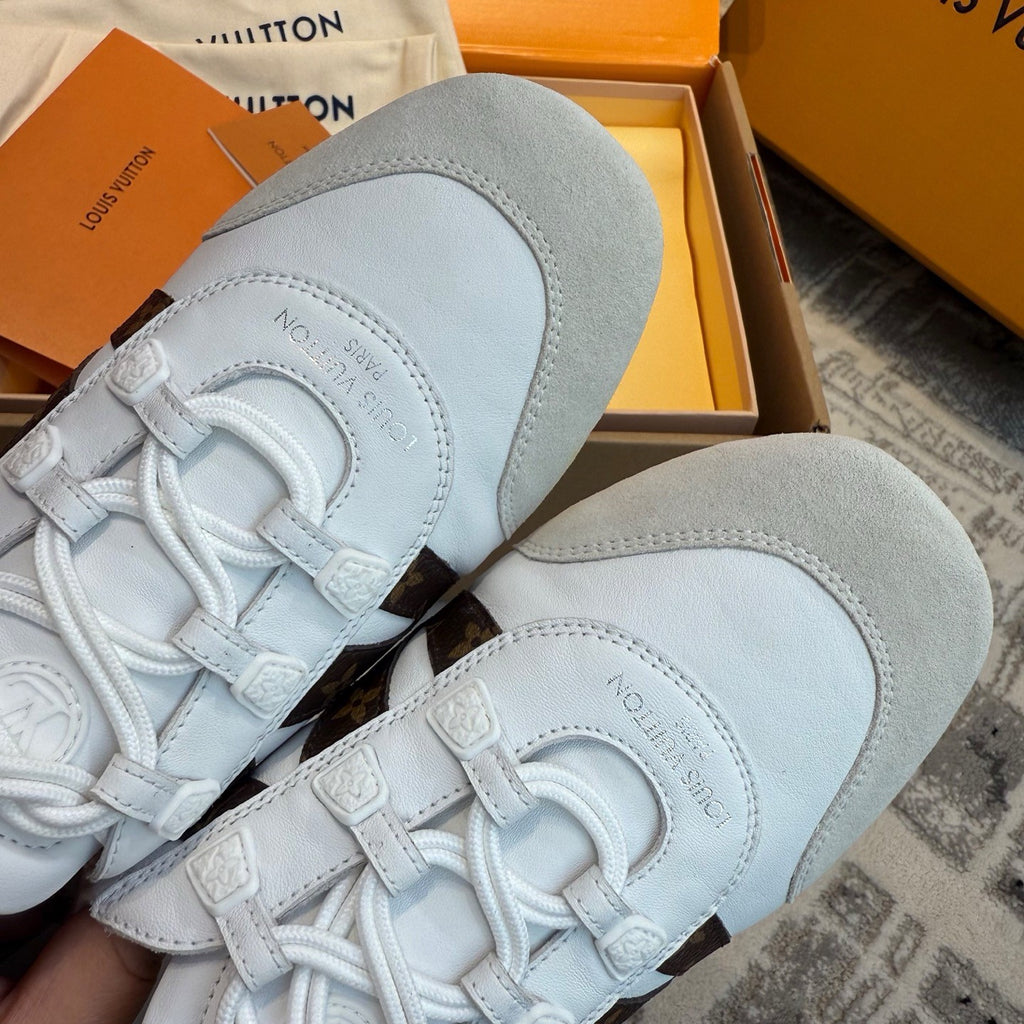 Louis Vuitton SNEAKERINA Women's Four Seasons Colorblocking Round Toe Lace Up Sheepskin Low Top Ballet Derby Shoes #76939
