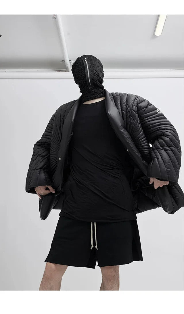 Rick Owens X Moncler Men's Women's Fall And Winter Rays Striped Down Jacket Fashion High Street Design Premium Unique Jacket Ngvp #2497