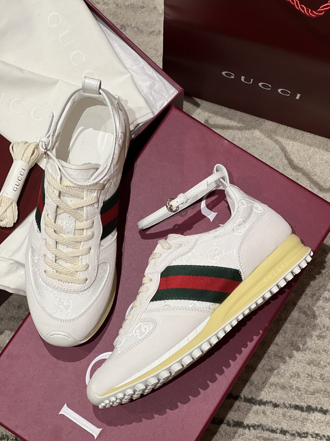 Gucci Re-Motion Women's Summer Solid Colour Round Toe Lace Up Low Top Casual Sneakers Shoes #76773