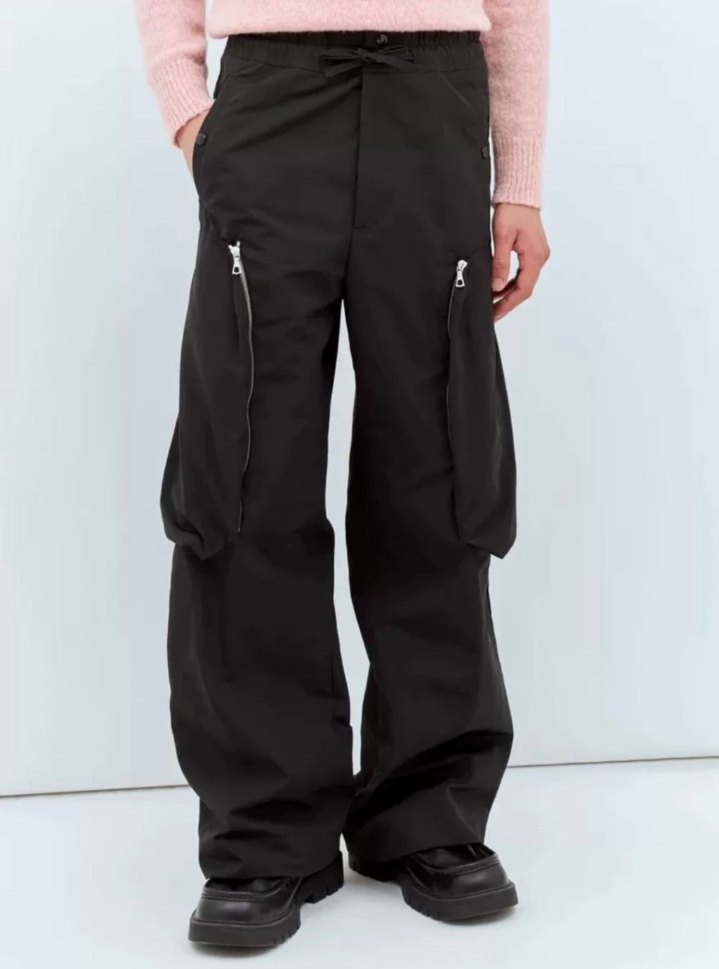 Dries Van Noten DVN Men's Spring And Summer Three-dimensional Cutting 3d Large Pockets Zipper Drawstring Nylon Work Pants Loose Straight Wide-leg Pants Casual Pants Ngvp #2469