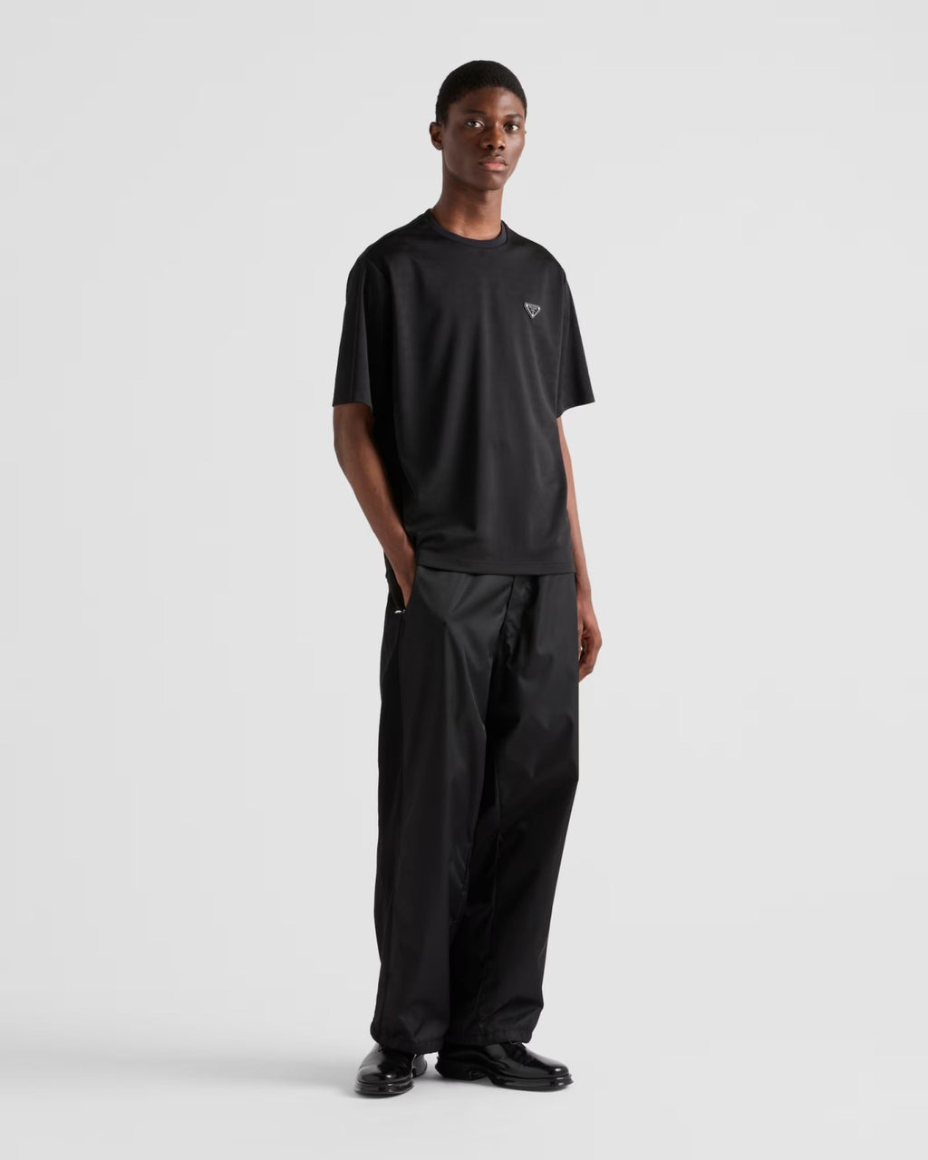 Prada Men's Spring Black Logo Logo Crew Neck Pullover Short Sleeve T-Shirt #73286