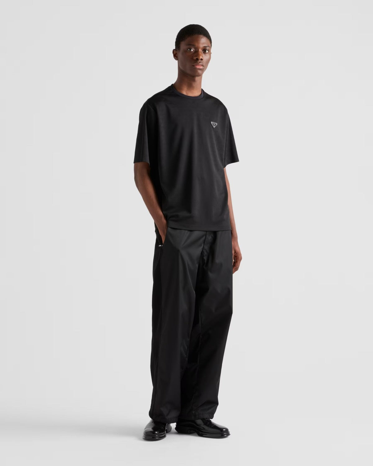 Prada Men's Spring Black Logo Logo Crew Neck Pullover Short Sleeve T-Shirt #73286