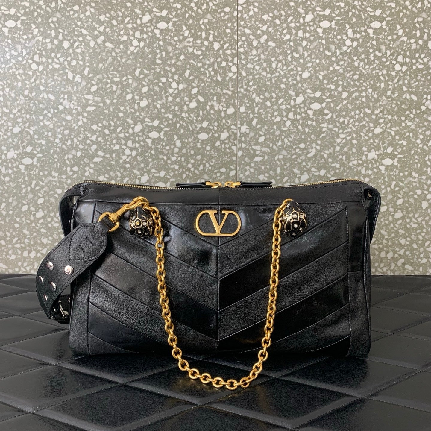 Valentino Garavani Panthea Shoulder Bag In Nappa Leather With Chevron Pattern #333756