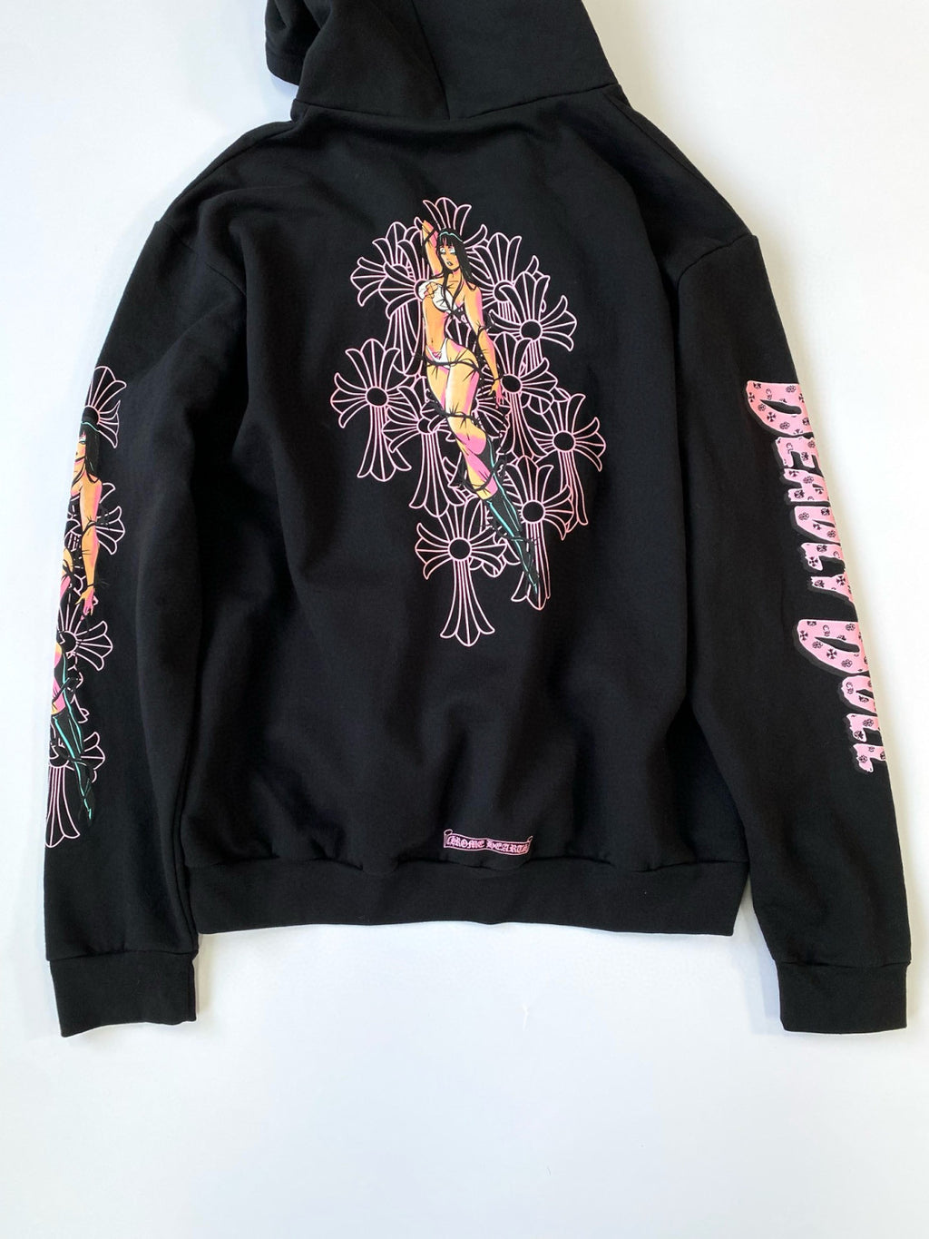 Chrome Hearts Men's Fall/Winter Fan Cross Graffiti Print Black Hooded Zipper Jacket #97956