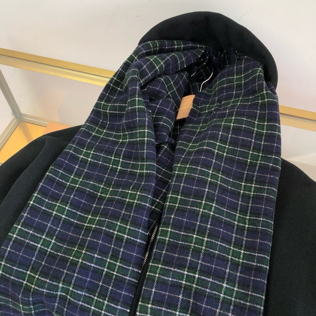 Balenciaga Men's Spring And Autumn UNITY Sports Logo Plaid Scarf Zipper Loose Solid Color Long Sleeve Hoodie Sweatshirt Jacket Ngvp #9481