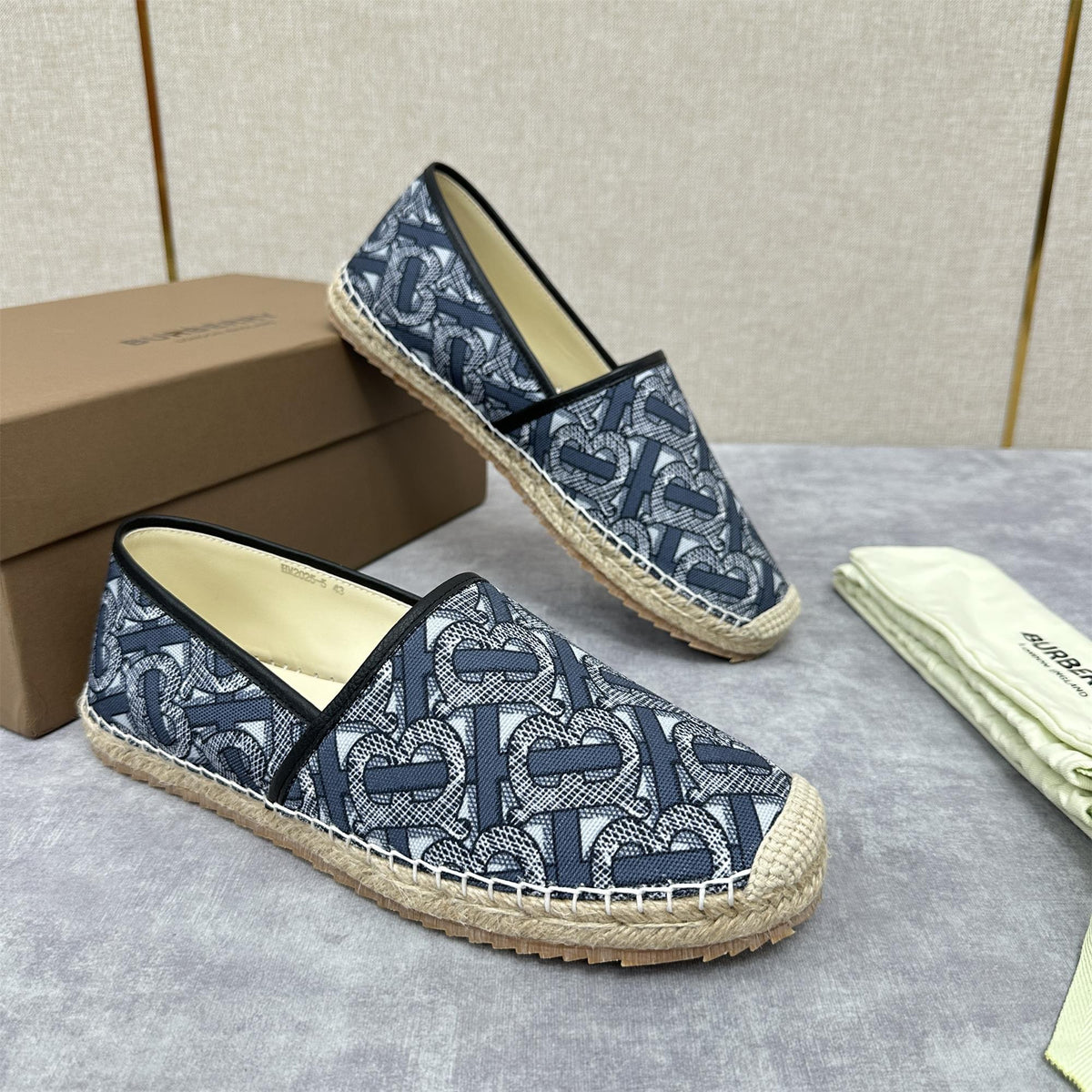 Burberry Men's Spring Summer Check Print Mews Cotton Woven Loafers Shoes #76884
