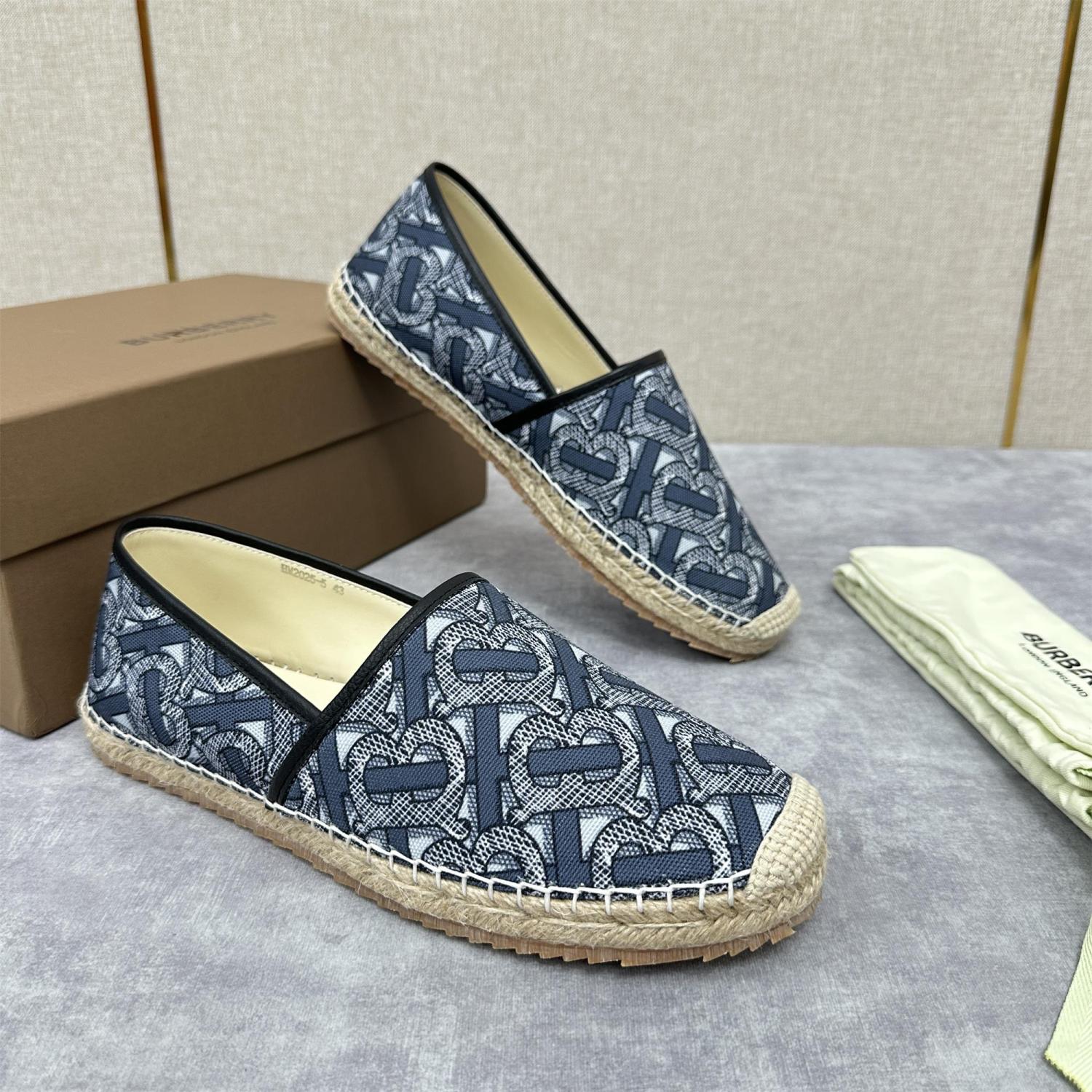 Burberry Men's Spring Summer Check Print Mews Cotton Woven Loafers Shoes #76884