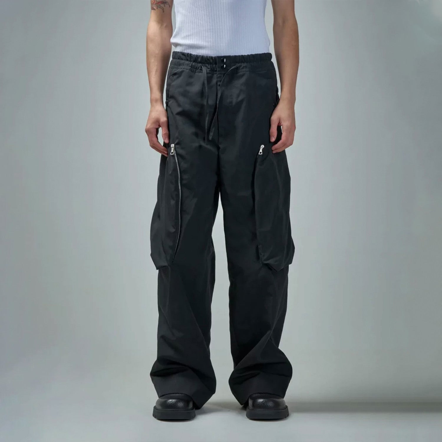 Dries Van Noten DVN Men's Spring And Summer Three-dimensional Cutting 3d Large Pockets Zipper Drawstring Nylon Work Pants Loose Straight Wide-leg Pants Casual Pants Ngvp #2469