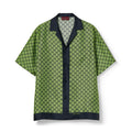 Gucci Men's Summer Logo Full Print Single Breasted Short Sleeve Shirt Stretch Waist Casual Shorts Set Suit #75939