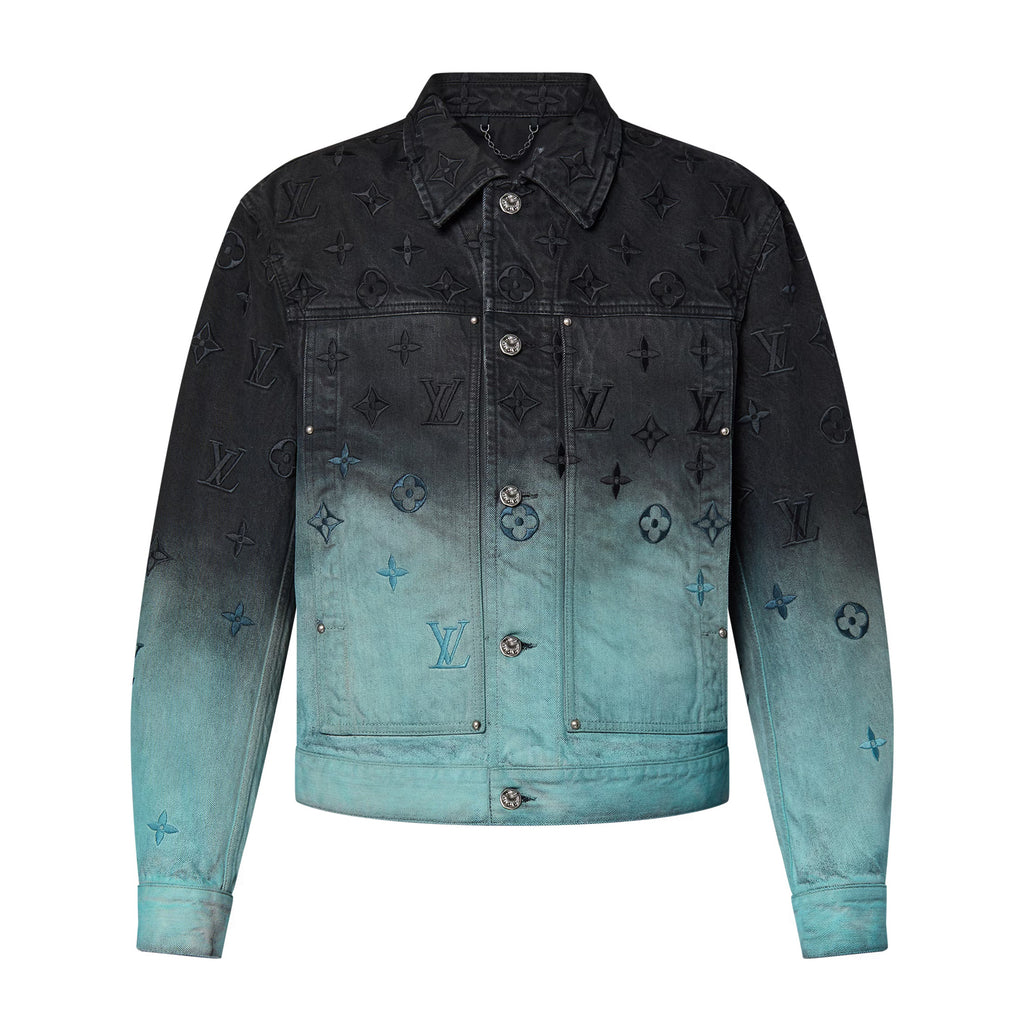 Louis Vuitton Men's Fall and Winter Logo Embroidery Gradient Single Breasted Long Sleeve Denim Jacket #72741