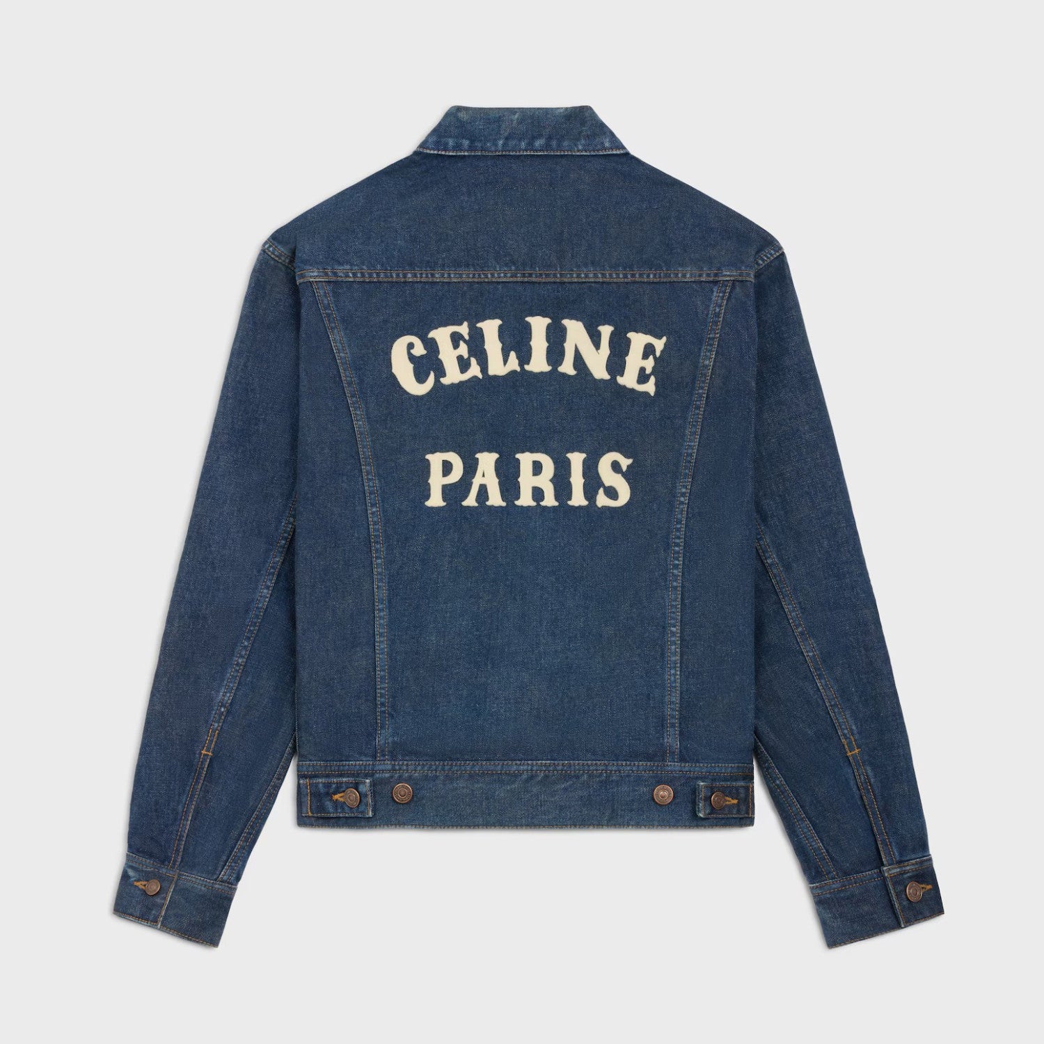 Celine Men's And Women's Spring And Autumn Solid Color Letter Print Single Breasted Long Sleeved Denim Jacket #77737