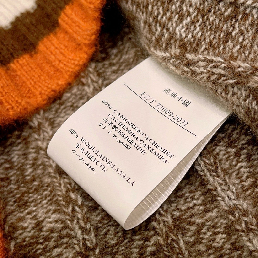 Loro Piana Men's Spring & Autumn Fashion Stripe Color Blocking Long Sleeve Knit Sweater Fit Cashmere Crew Neck Sweater Ngvp #9475