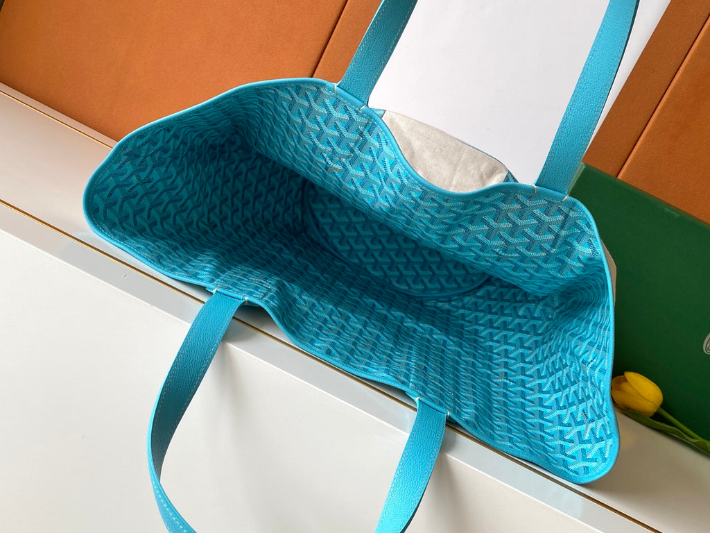 Goyard 2026 Limited Edition Méditerranée Turquoise Blue Two-tone Canvas Beach Bag Stylish Casual Large-capacity Shopping Bag Bags #84432A