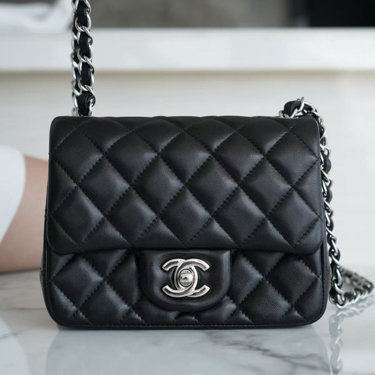 Chanel Women's Classic Solid Color Flap Bag Leather Chain Bag With Silver Buckle Crossbody Bag Handbags Bags A35200-Y01480-94305 #78952