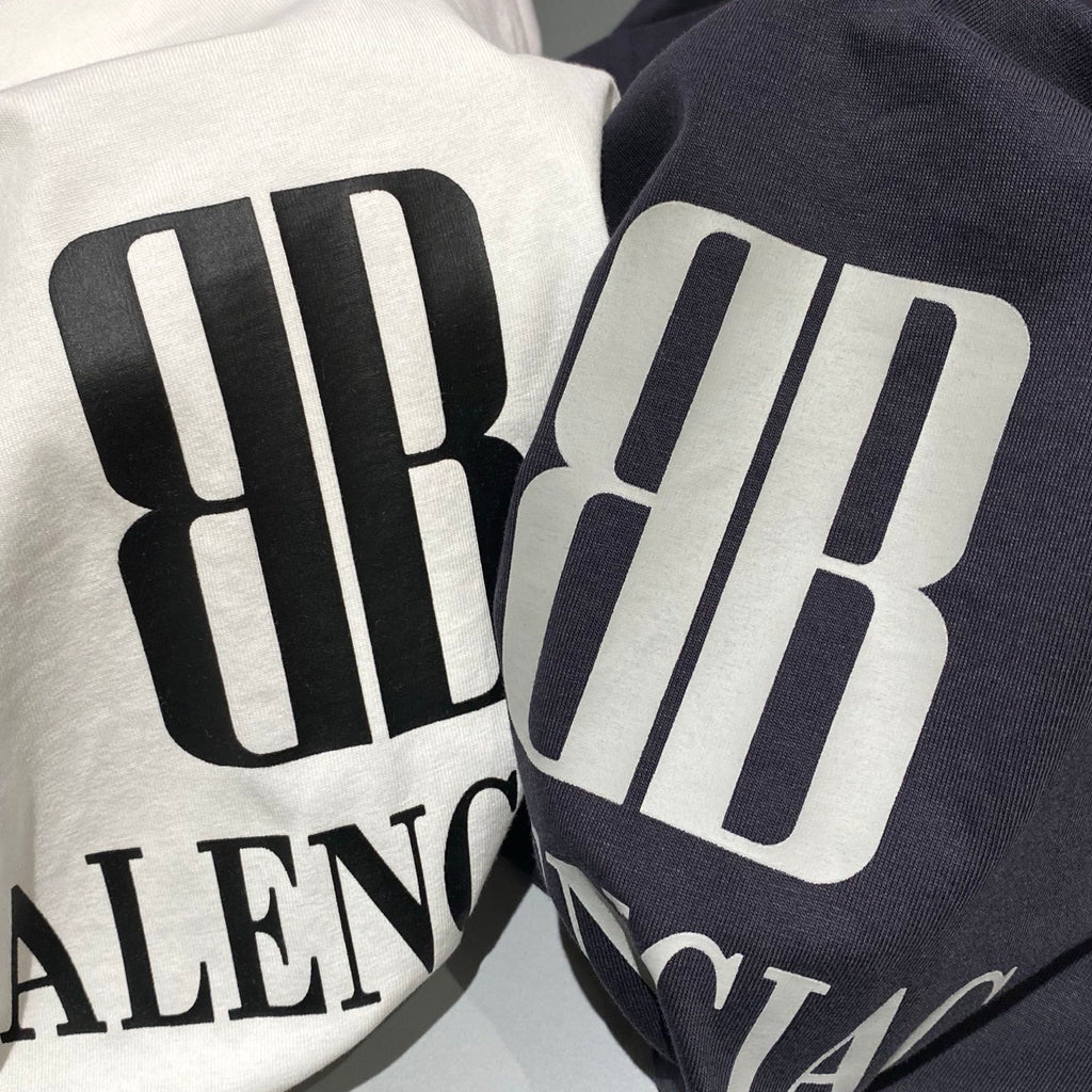 Balenciaga Men's Summer Solid Color Letter Print Round Neck Cotton Short Sleeve T-Shirt #77751